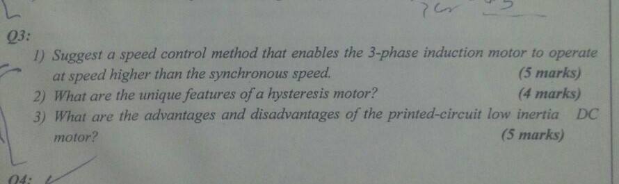 Solved 7 03: 1) Suggest a speed control method that enables | Chegg.com