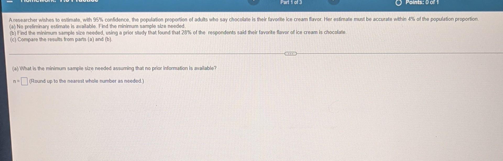 Solved - Part 1 of 3 Points: 0 of 1 A researcher wishes to | Chegg.com