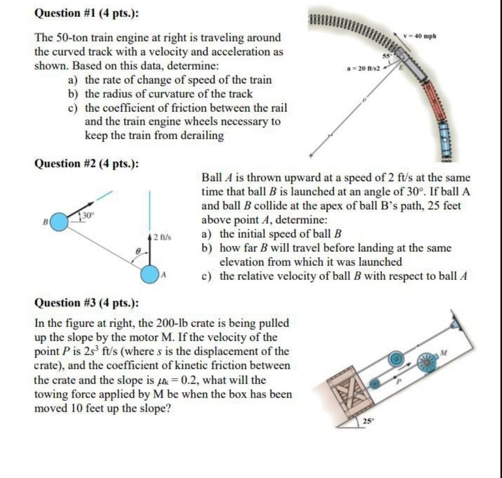 Solved Question #1 (4 pts.): The 50-ton train engine at | Chegg.com