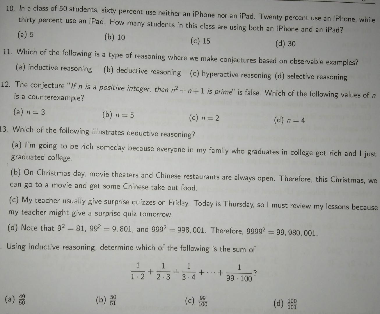 Solved 10 In A Class Of 50 Students Sixty Percent Use N Chegg Com