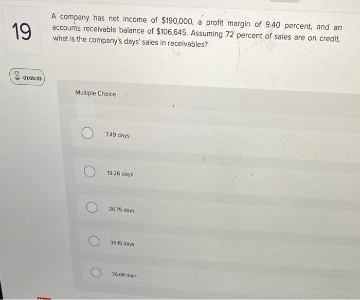 Solved 19 A company has net of 190,000, a profit