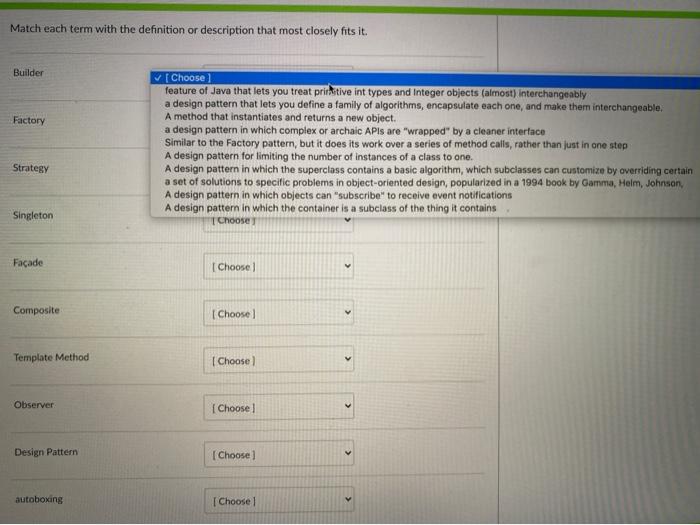Solved Match each term with the definition or description | Chegg.com