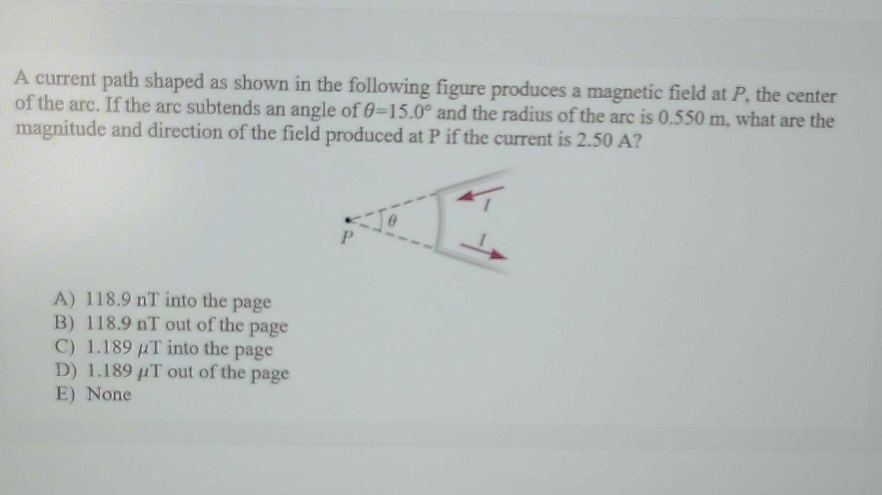 Solved A current path shaped as shown in the following | Chegg.com