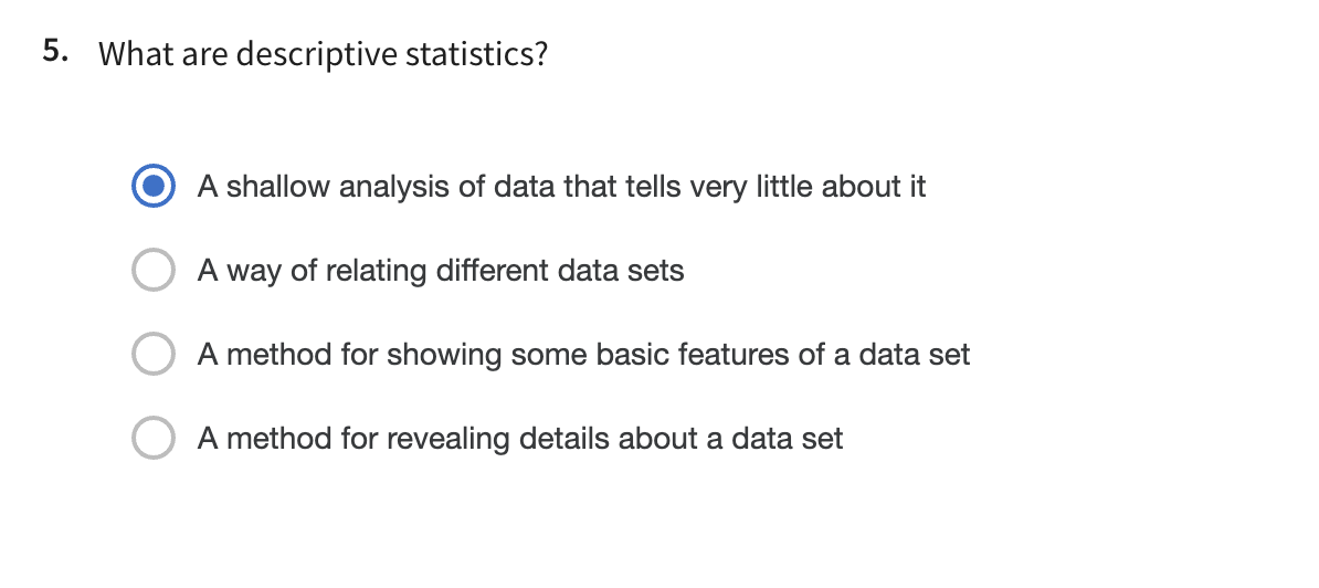 Solved What are descriptive statistics?A shallow analysis of | Chegg.com
