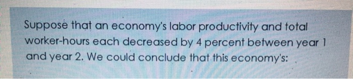 Solved Suppose that an economy's labor productivity and | Chegg.com