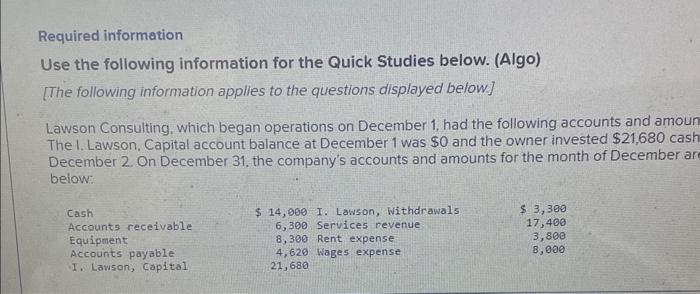 Solved Required Information Use The Following Information | Chegg.com