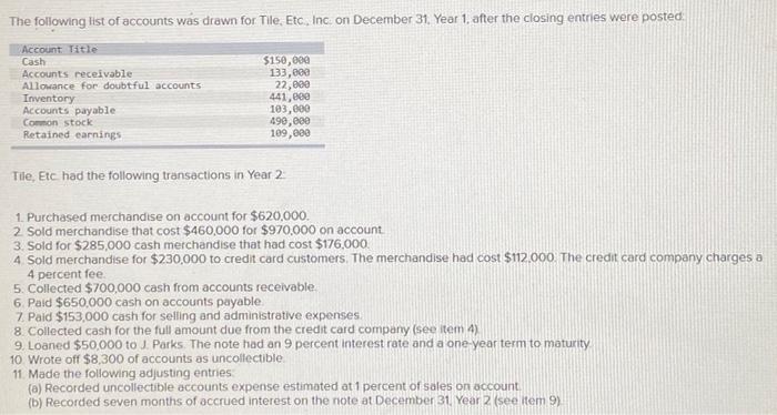 Solved TILE, ETC., INC. Statement of Changes in | Chegg.com