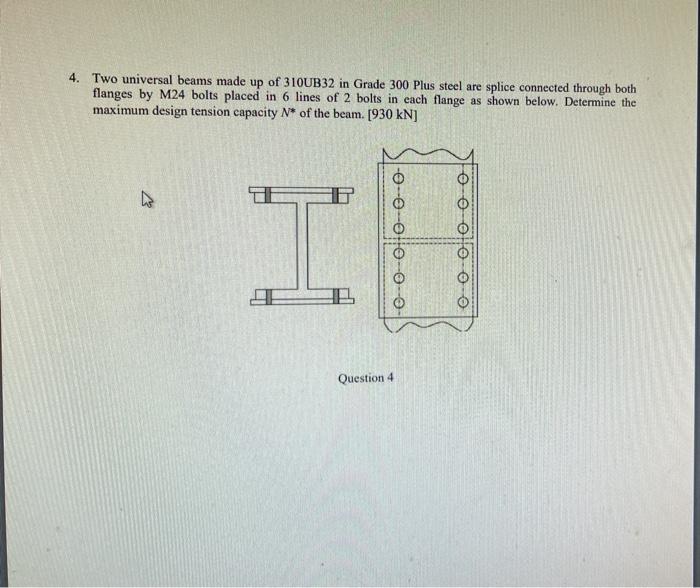 Solved 4. Two universal beams made up of 310UB32 in Grade | Chegg.com