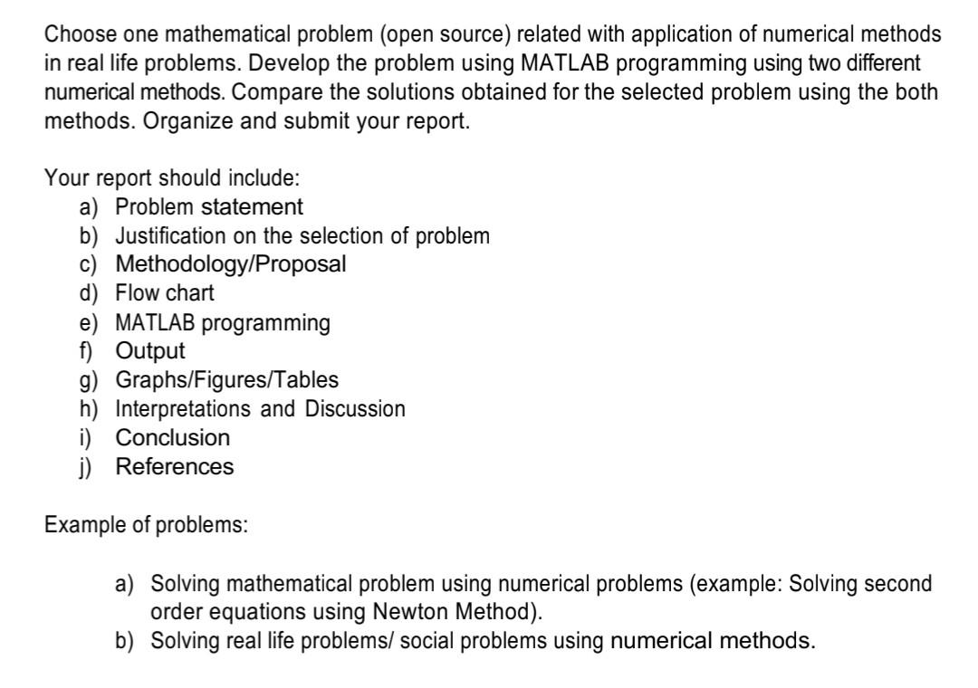 Solved Please suggest one engineering problem (real life | Chegg.com