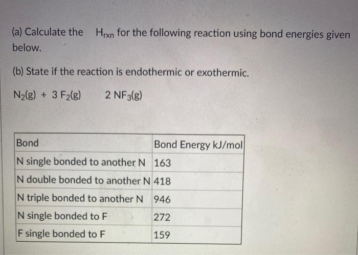 Solved (a) Calculate the Hrxn for the following reaction | Chegg.com