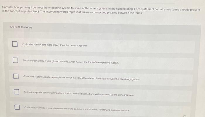 Solved Consider how you might connect the endocrine system | Chegg.com