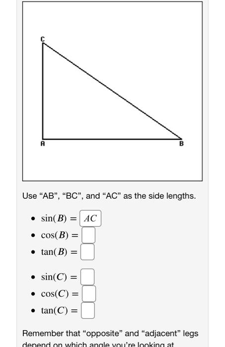 Solved A B Use Ab And Ac As The Side Lengths Chegg Com