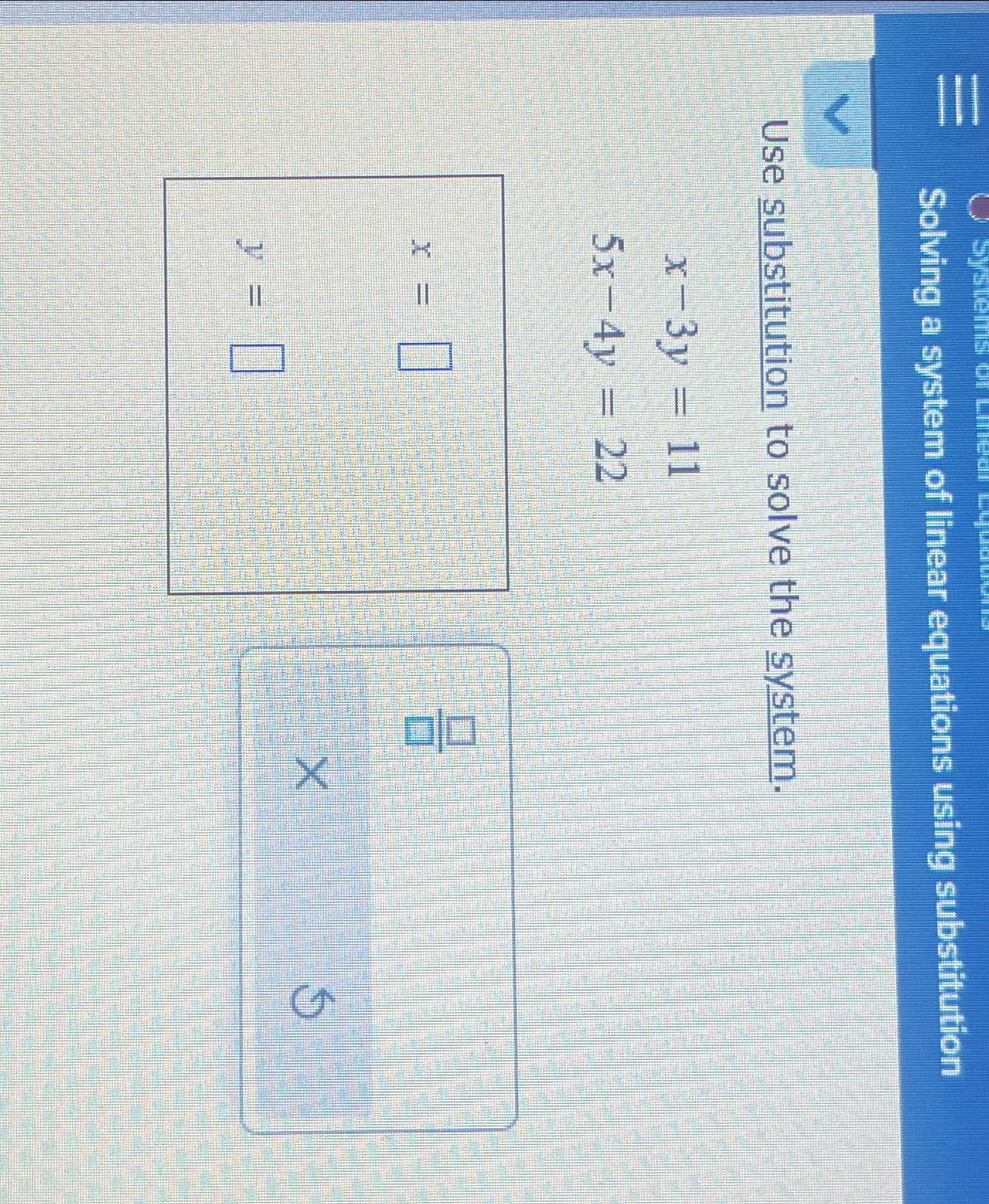 solve the system of equations using substitution y 2x 3y 3x 1