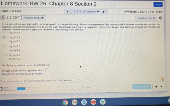 Solved Save Homework: HW 26: Chapter 8 Section 2 Score: 1 of | Chegg.com