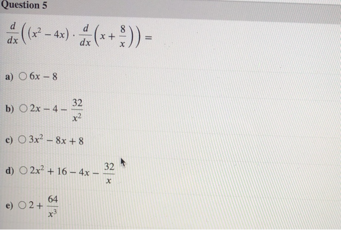 Solved Question 5 A X2 4x Contact 8 X H A O 6x Chegg Com