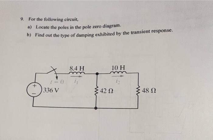 Solved 9. For the following circuit, a) Locate the poles in | Chegg.com