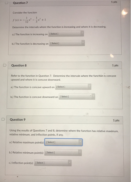 Solved 1 pts Question 7 Consider the function 1 f (x) = - +3 | Chegg.com