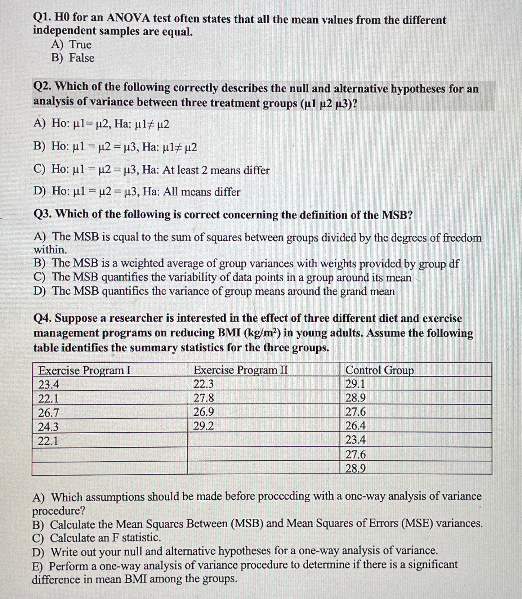 Solved please answer ALL 4 ﻿questions and show ALL work when | Chegg.com