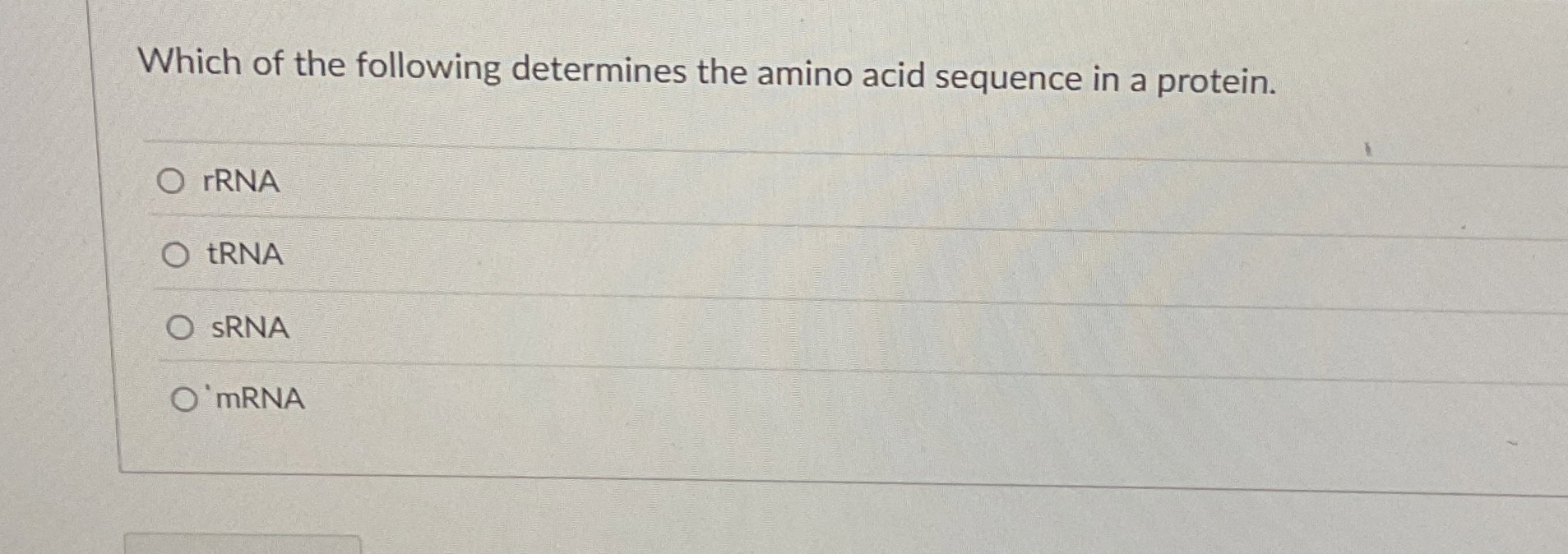 Solved Which of the following determines the amino acid