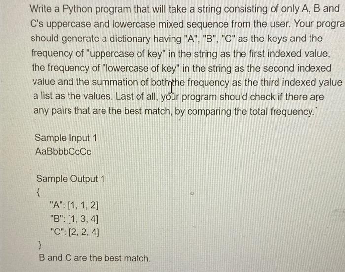 Solved Write a Python program that will take a string | Chegg.com