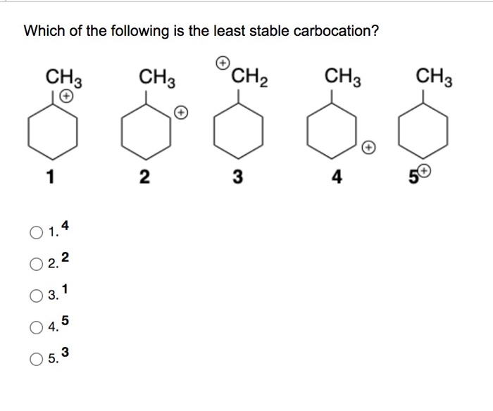 Which Of The Following Is The Least Liquid Solved Which of the following is the least stable | Chegg.com