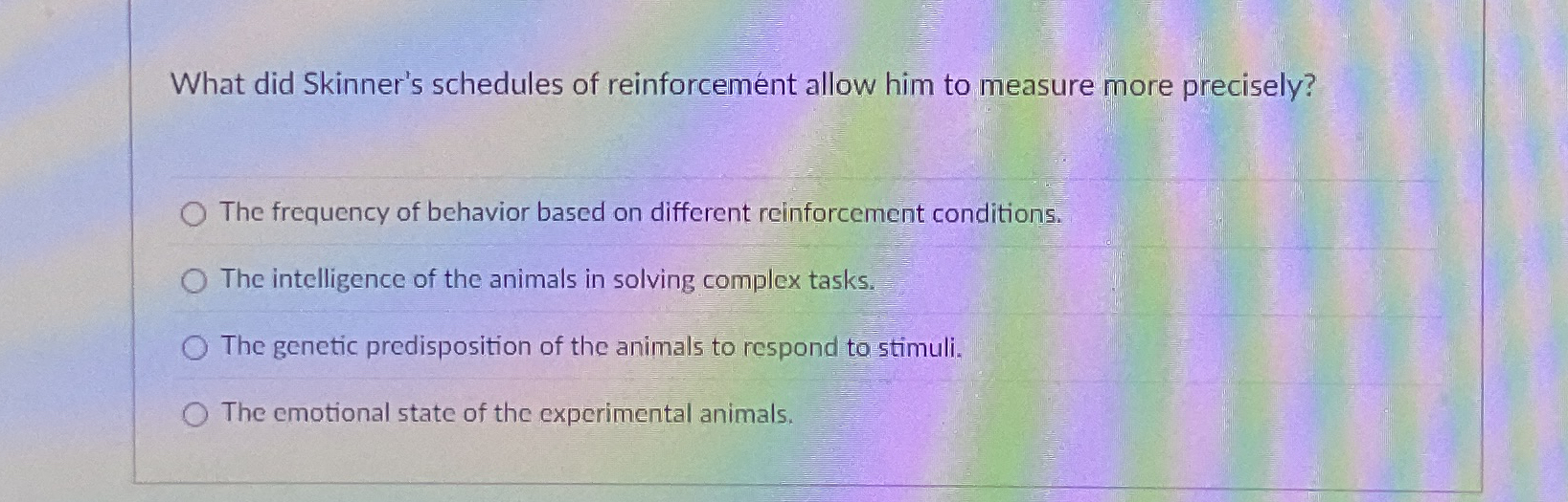 Solved What did Skinner's schedules of reinforcement allow