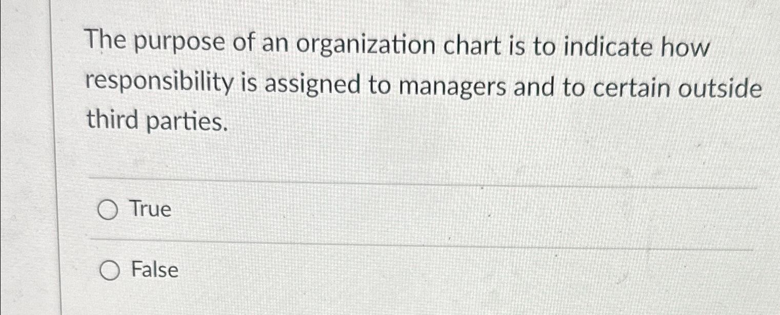 Solved The purpose of an organization chart is to indicate