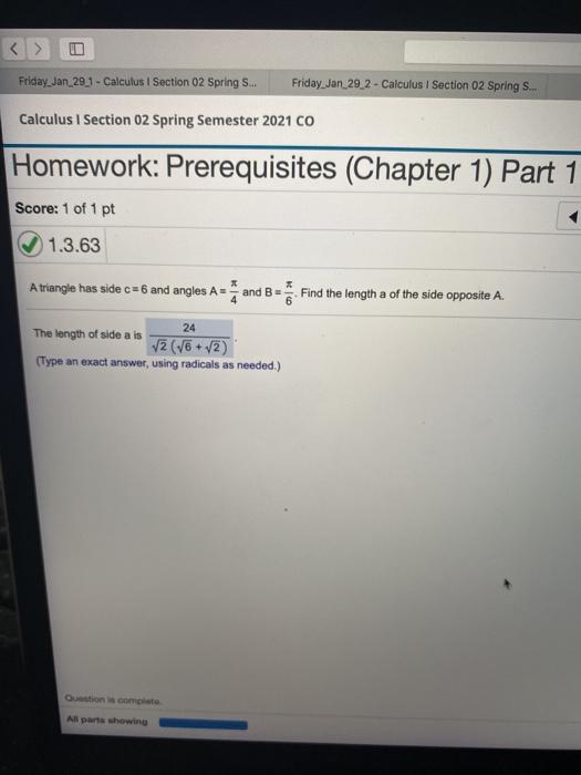 Solved A Friday_Jan_29_1 - Calculus I Section 02 Spring S.. | Chegg.com