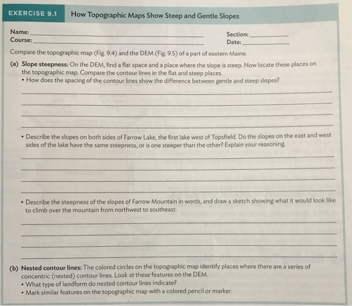 The Major Difference Between A Topographic Map And Other Maps Solved: EXERCISE 9.1 How Topographic Maps Show Steep And G 