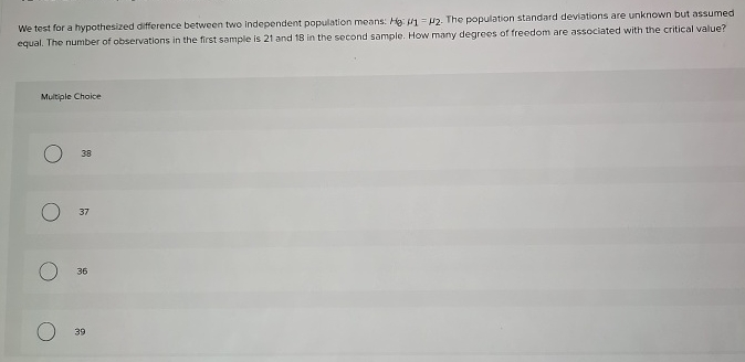 Solved We test for a hypothesized difference between two | Chegg.com