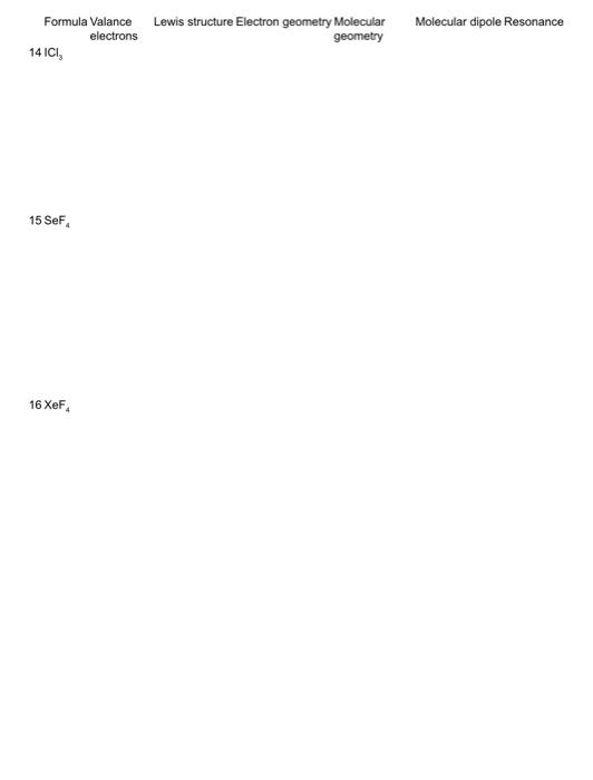 Solved Formula Valance electrons 14 ICI Lewis structure | Chegg.com