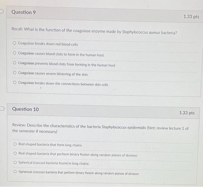 Solved Question 9 1.33 pts Recall: What is the function of | Chegg.com