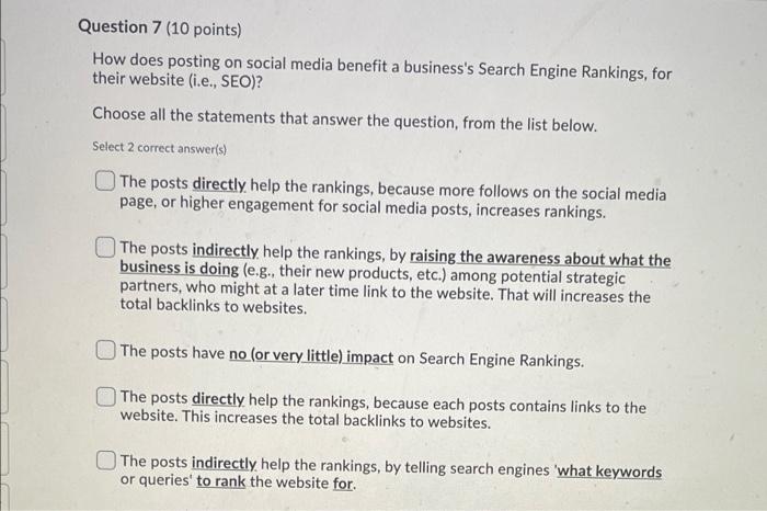 Solved Question 5 (5 points) Algorithms for all Social Media | Chegg.com