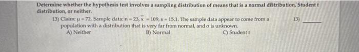 Solved Determine whether the hypothesis test involves a | Chegg.com
