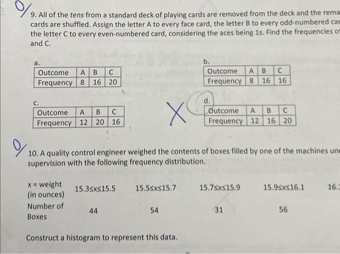 Solved 9. All of the tens from a standard deck of playing