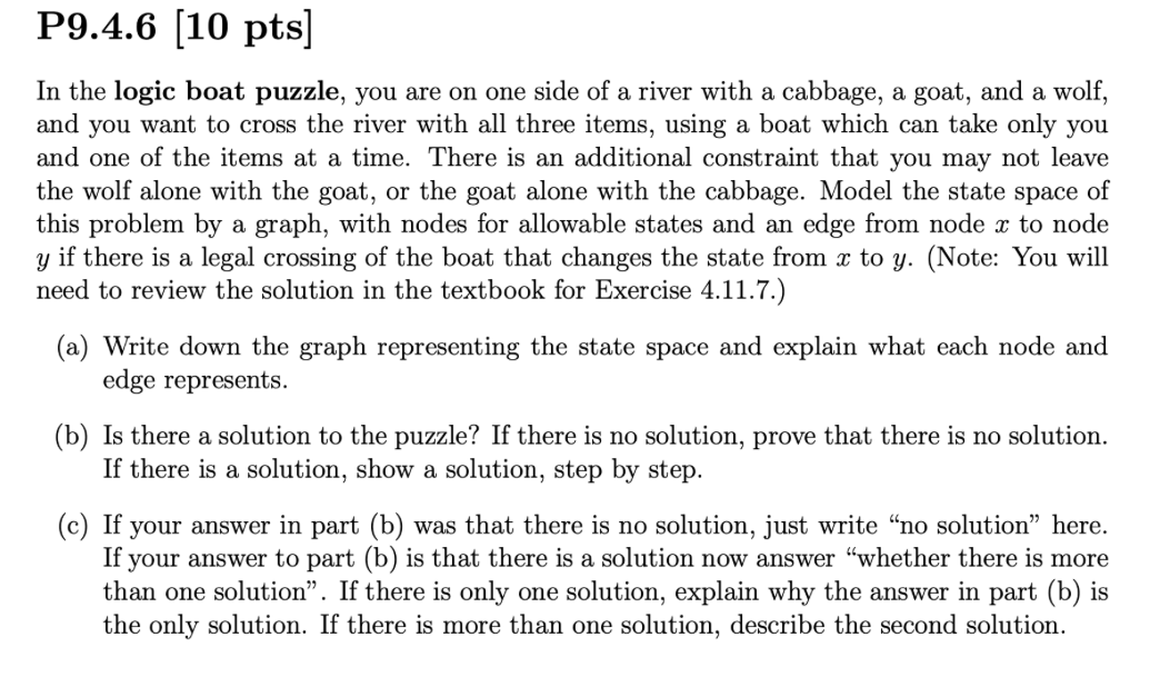 Solved P9.4.6 [10 ﻿pts]In the logic boat puzzle, you are on | Chegg.com