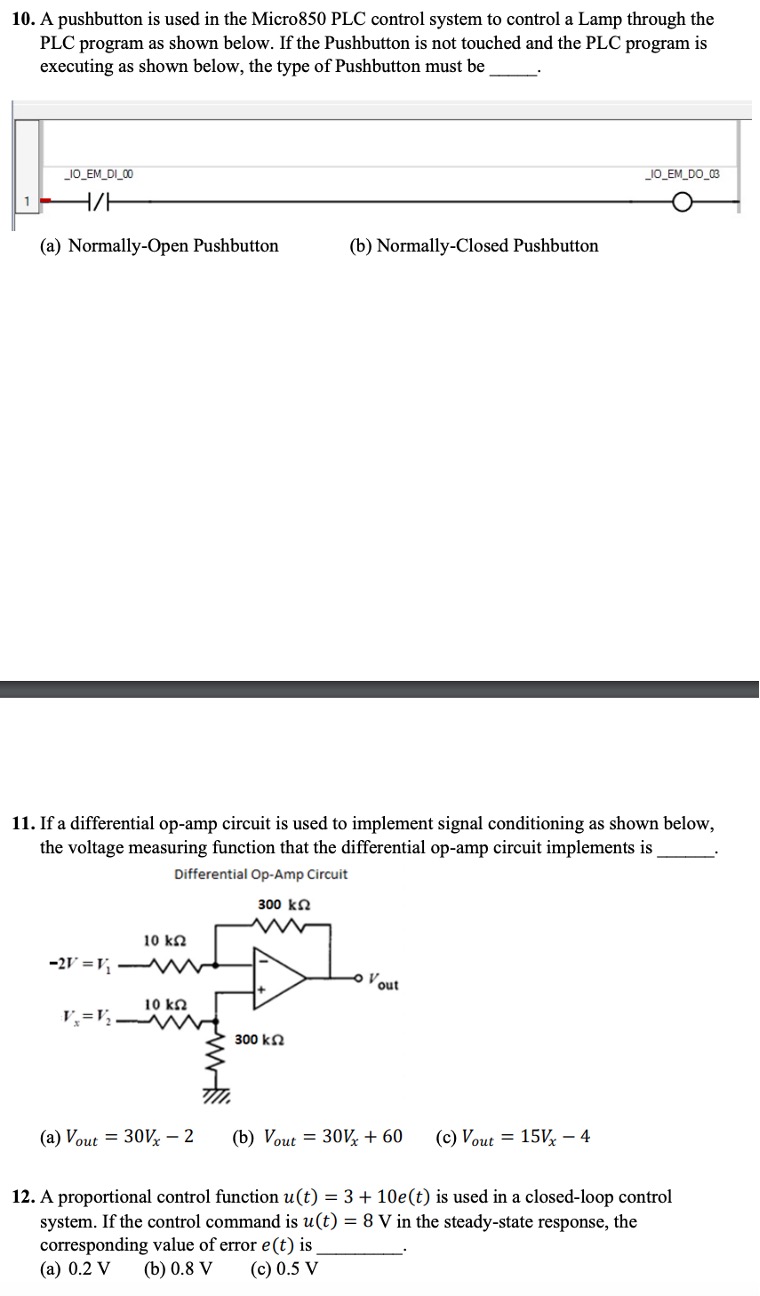 Solved PLC program as shown below. If the Pushbutton is not | Chegg.com