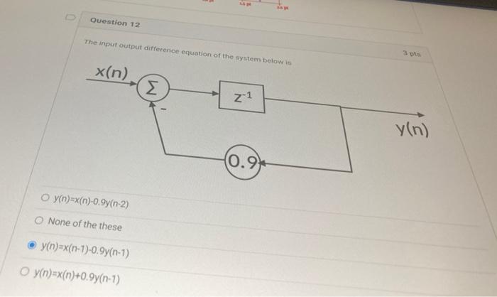 Solved Question 12 The input output difference equation of | Chegg.com