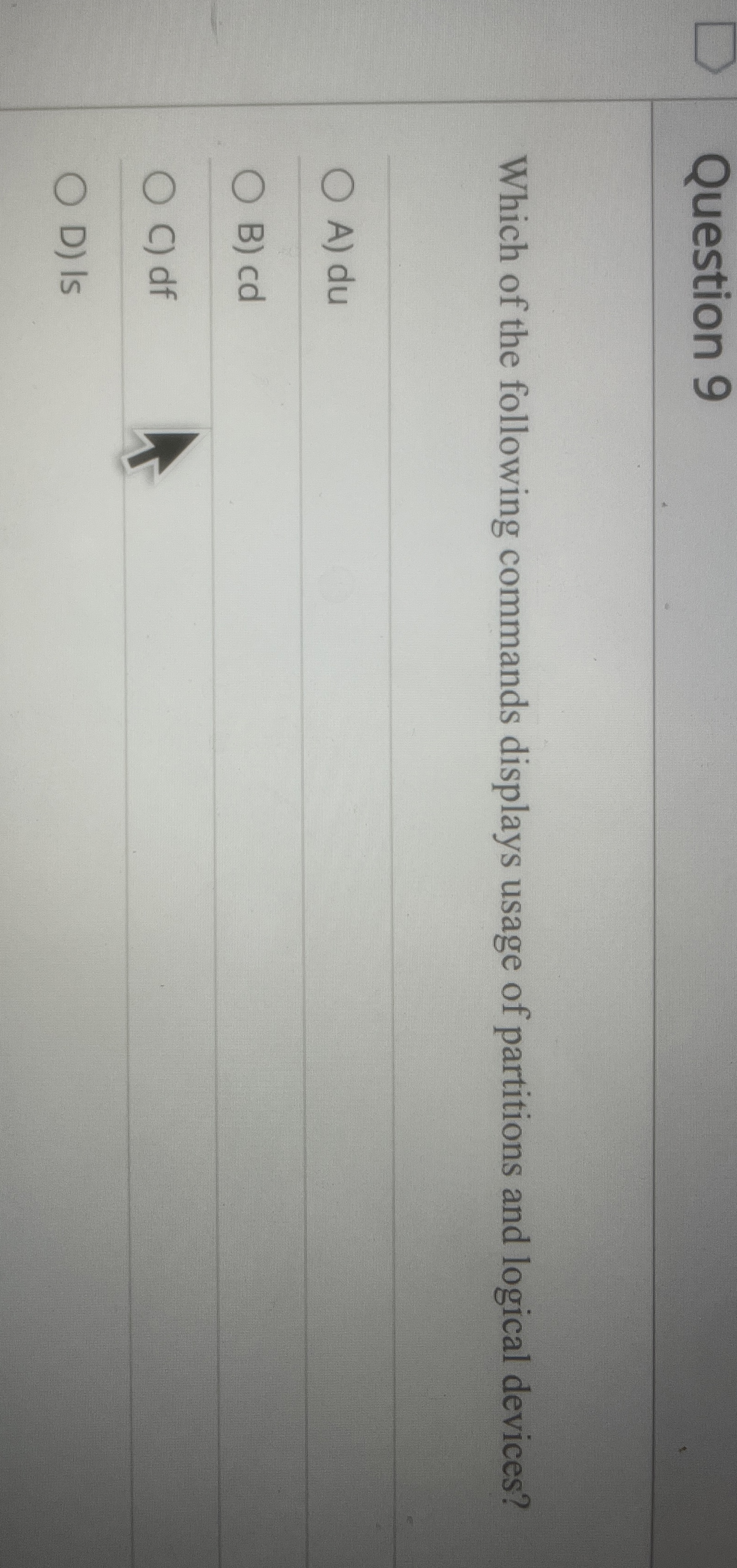 Solved Question 9Which of the following commands displays