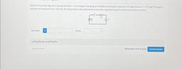 Solved Switch S in in the figure is closed at time t=0, to | Chegg.com