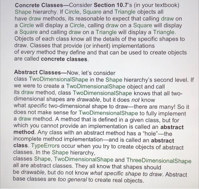 Solved Concrete Classes—Consider Section 10.7's (in your | Chegg.com