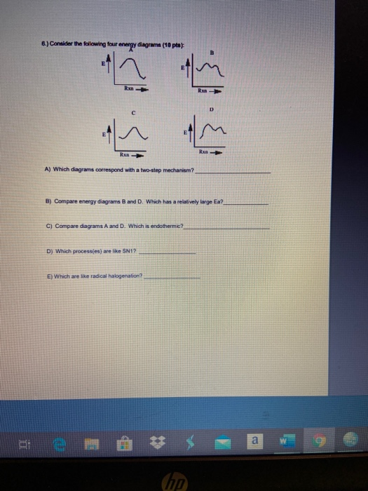 Solved 6.) Consider the following four energy diag (10 pe A) | Chegg.com