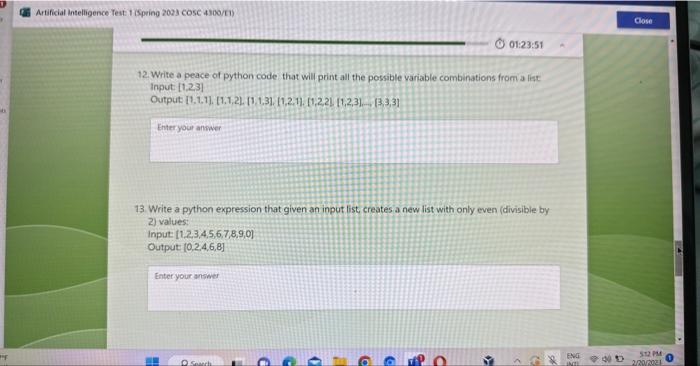 Solved 12. Write a peace of python code that will print all | Chegg.com