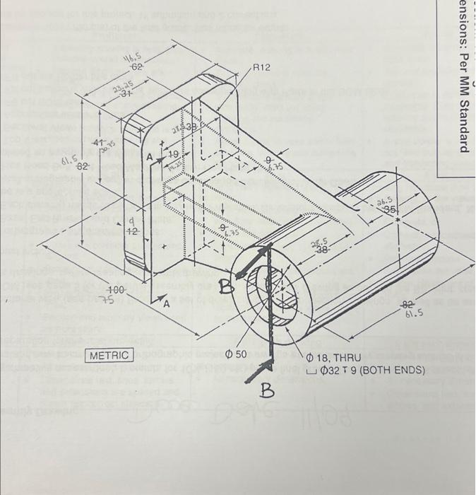 Solved Draw the front view, auxiliary view and sectional | Chegg.com