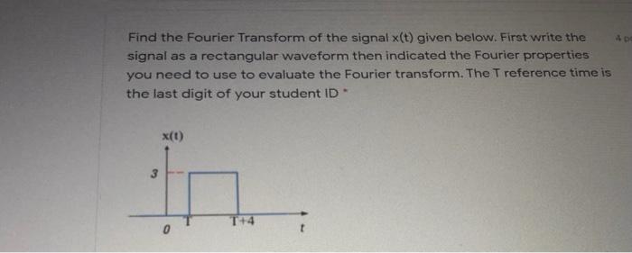 Solved Find the Fourier Transform of the signal x(t) given | Chegg.com