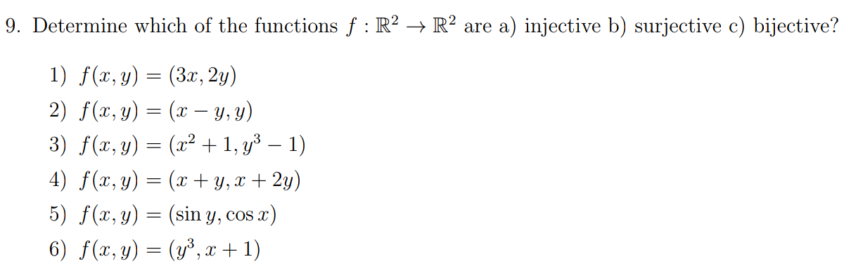 Solved 9. Determine which of the functions f:R2→R2 are a) | Chegg.com