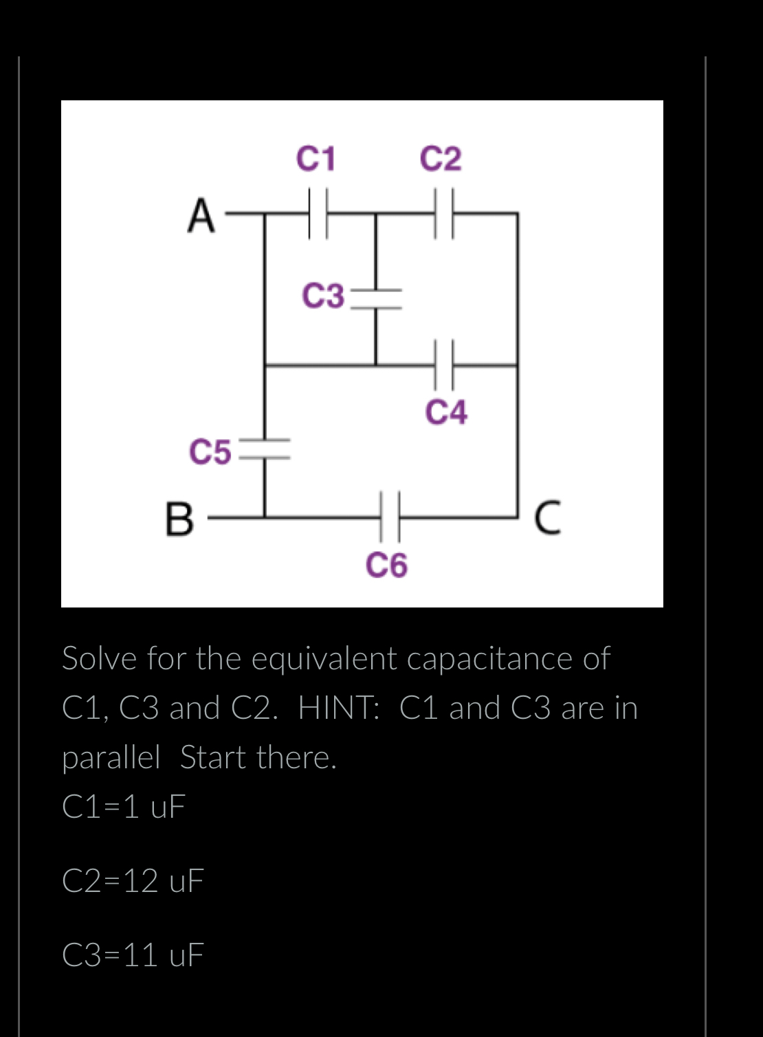 Solved Solve for the equivalent capacitance of C1, ﻿C3 ﻿and | Chegg.com
