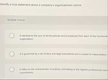 Solved dentify a true statement about a company's | Chegg.com