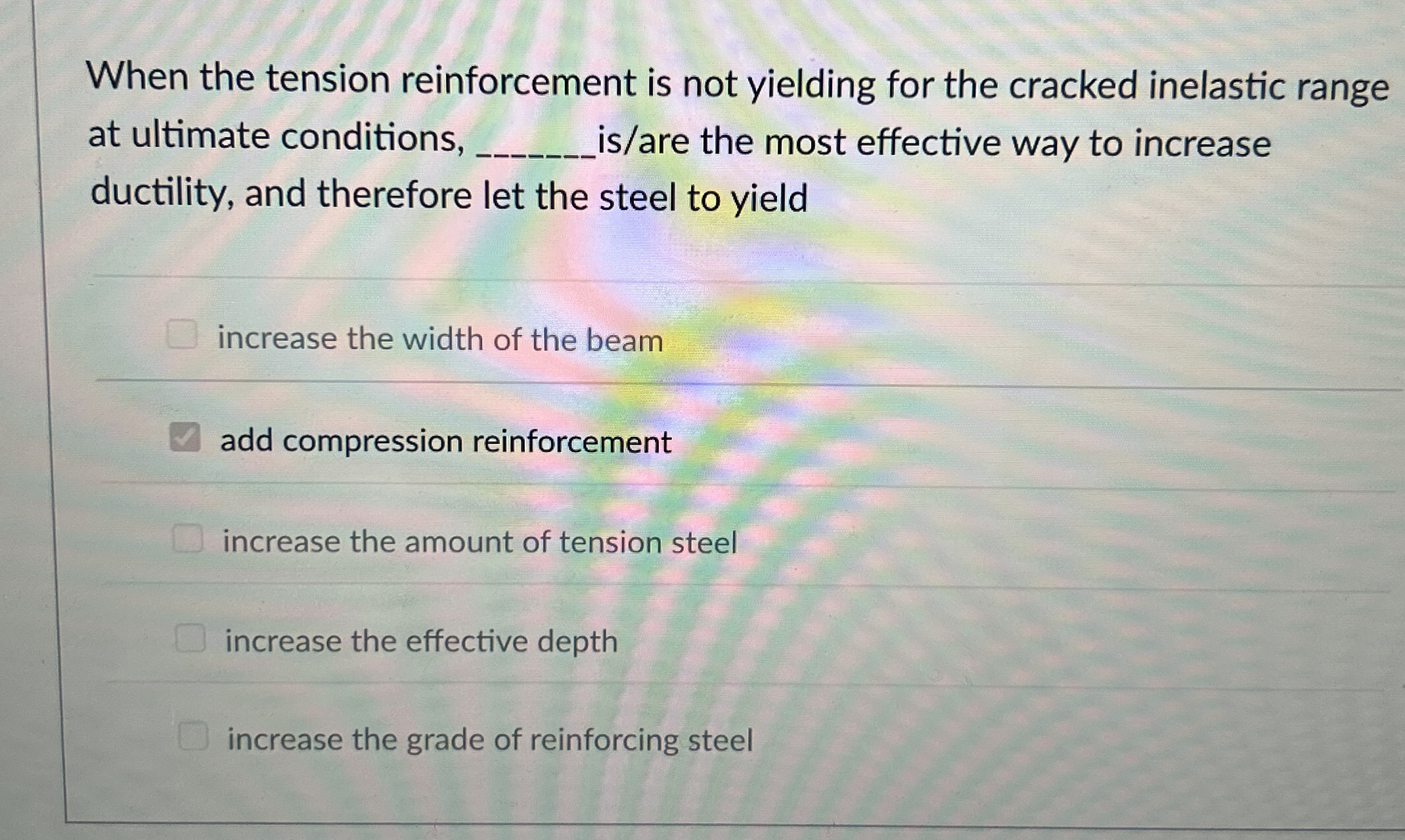 Solved When the tension reinforcement is not yielding for | Chegg.com