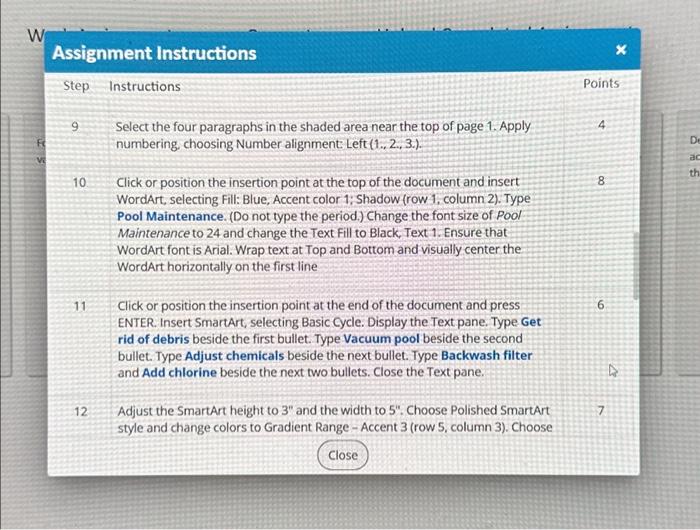 Solved W VE Assignment Instructions Step Instructions 9 10 Chegg